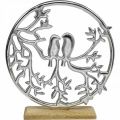 Borddekorasjonsfjær, dekorativ ring fugl deco sølv H37,5cm