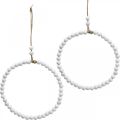 Floristik24 Dekorativ trering, vårdekor, ring med perler, bryllup hvit Ø19cm 4stk