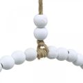 Floristik24 Ring med perler, fjær, dekorativ ring, bryllup, krans til å henge hvit Ø28cm 4stk