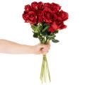Kunstig rose med lang stilk, rød kunstig blomst, 62 cm, 12 stk. | Floristik24.no
