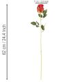 Kunstig rose med lang stilk, rød kunstig blomst, 62 cm, 12 stk. | Floristik24.no