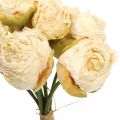 Floristik24 Kunstige roser, silkeblomster, rosebunt kremhvit L23cm 8stk