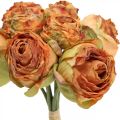 Floristik24 Rosebunke, silkeblomster, kunstige roser oransje, antikt utseende L23cm 8stk