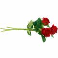 Floristik24 Rød rose kunstige roser silkeblomster 3stk