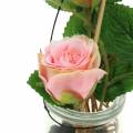 Floristik24 Rose i glassrosa H23cm