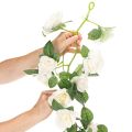 Kunstig rosegirlander med hvite blomster til dekorasjon, 170 cm | Floristik24.no