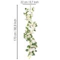 Kunstig rosegirlander med hvite blomster til dekorasjon, 170 cm | Floristik24.no