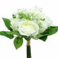 Floristik24 Bukett med roser med gypsophila hvit 26cm