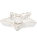 Floristik24 Keramisk stjernelysestake, hvit, for spisslys, 12 cm, 2 stk.