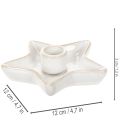 Keramisk stjernelysestake, hvit, for spisslys, 12 cm, 2 stk. | Floristik24.no