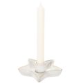 Keramisk stjernelysestake, hvit, for spisslys, 12 cm, 2 stk. | Floristik24.no