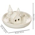 Dekorativ keramisk lysestake med hus og trær, 16 cm | Floristik24.no