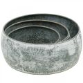 Dekorativ skål med fat i metall rund grå Ø22/18,5/14,5 cm