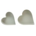 Floristik24 Skål hjerte plast dekorativ skål hvit grå 24/21cm sett med 2 stk