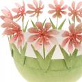 Floristik24 Planteskål, vårpynt, metallskål med blomsterdekor, påskekurv