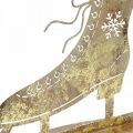 Floristik24 Metallskøyte, vinterdekorasjon, dekorativ skøyte, julens gyldne antikklook H22,5cm