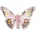 Deco sommerfugler med klips, fjærsommerfugler rosa 4,5-8cm 10p