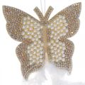 Floristik24 Følte sommerfugl for å henge krem bryllupsdekorasjon 16cm