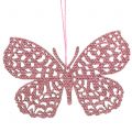 Floristik24 Deco henger sommerfugl rosa glitter 8cm 12stk
