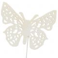 Floristik24 Blomsterplugg sommerfugl hvit 26cm 15stk