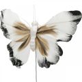 Floristik24 Deco sommerfugl, vårdekor, møll på tråd brun, gul, hvit 6×9cm 12stk