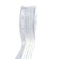 Floristik24 Dekorativt bånd med lurex striper sølv 40mm 20m