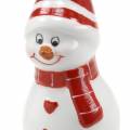 Floristik24 Julepynt snømann keramikk 10cm rød, hvit 2stk