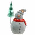 Floristik24 Julfigur snømann med gran betonggrå, farget 9cm - 11cm 4stk