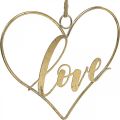 Floristik24 Bokstaver Love hjerte deco metall gull til å henge opp 27cm