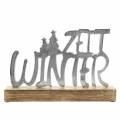 Floristik24 &quot;Winter time&quot; borddekor, metall, mangotre, sølv 33 × 22cm