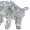 Floristik24 Deco gris nyttårsaften dekorasjon sølv glitter 3,5cm 2stk