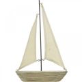 Floristik24 Dekorativ treseilbåt, maritim dekorasjon, dekorativt skip shabby chic, naturlige farger, hvit H29cm L18cm