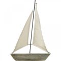 Floristik24 Seilbåt, båt laget av tre, maritim dekorasjon shabby chic naturlige farger, hvit H37cm L24cm