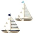 Floristik24 Dekorativ skip tre seilbåt vintage med skjell H22cm 2stk