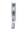 Floristik24 Dekorbånd sølv med trådkant 15mm 25m
