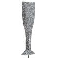 Floristik24 Champagneglass med glitter sølv 8cm L28cm 24stk