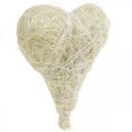 Floristik24 Sisalhjerter, valentinsdag, morsdag, blekede dekorative hjerter, kremhvit H7,5–9cm 16 stk.
