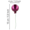 Mini julekuler på ståltråd, speilblanke bær, fargerike, 40 mm, 32 stk. | Floristik24.no