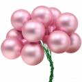 Floristik24 Mini julekule på wire 40mm rosa, sølv, hvit 36stk