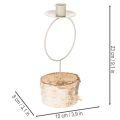 Lysestake med bjørkefot og metallring, 20 cm | Floristik24.no