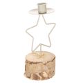 Floristik24 Stjerneformet lysestake med trebase for et 20 cm lys