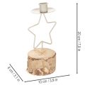 Stjerneformet lysestake med trebase for et 20 cm lys | Floristik24.no