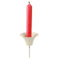 Lysestake med spyd i blomsterform, kremfarget, 11 cm, 4 stk. | Floristik24.no