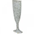 Floristik24 Nyttårsaften dekorasjon champagneglass sølv blomsterplugg 9cm 18stk