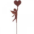 Hage stake rust engel med hjerte dekorasjon Valentinsdag 60cm