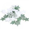 Floristik24 Spredepynt julestrøstjerner grønn hvit Ø4/5cm 40stk