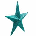Floristik24 Glitterstjerner til å henge smaragd / bensin Ø21cm 2stk