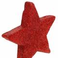 Floristik24 Dekorasjon for å sprede stjerne med glitter 6,5 cm rød 36 stk