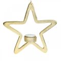 Floristik24 Dekorativ stjerne telysholder for oppheng av metall gylden 20cm
