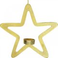 Floristik24 Dekorativ stjerne telysholder metall for oppheng gylden 24cm